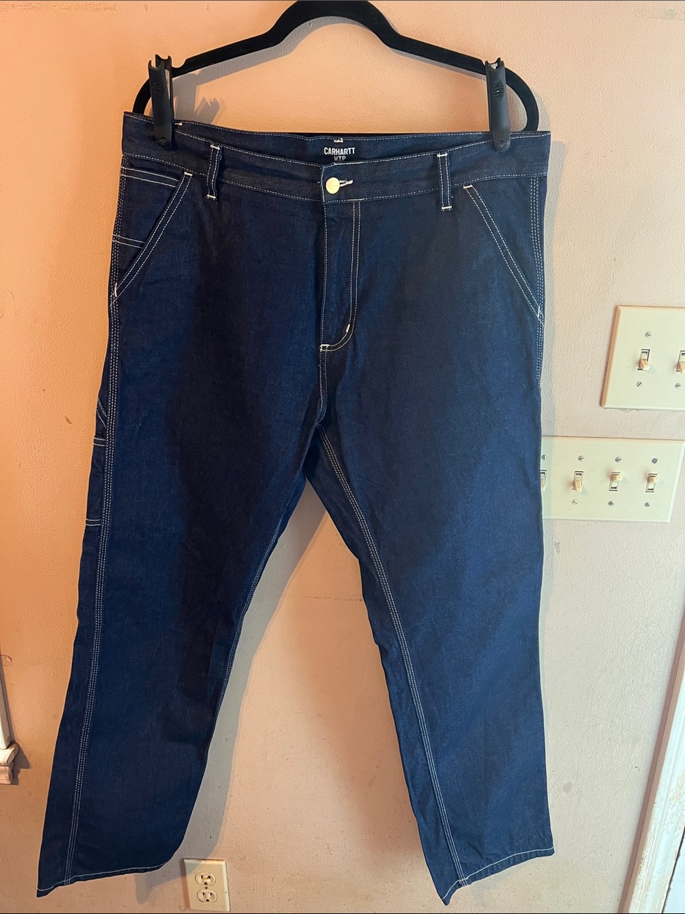 CARHARTT WIP RUCK SINGLE KNEE BLUE RIGID CARPENTER JEANS SIZE 36X30
